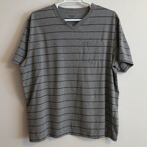 Faded Glory Men's Gray Striped V-Neck Tee